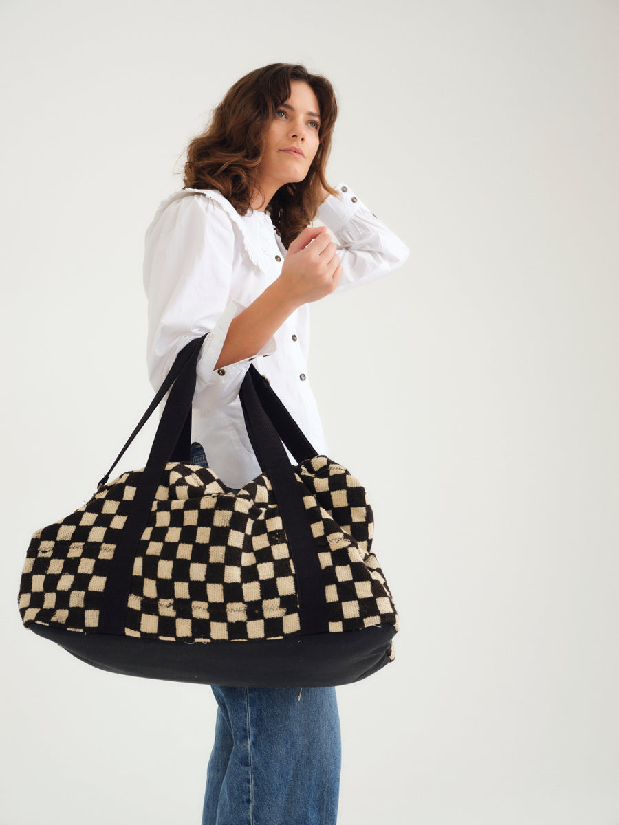 Black Checkered Weekender Bag