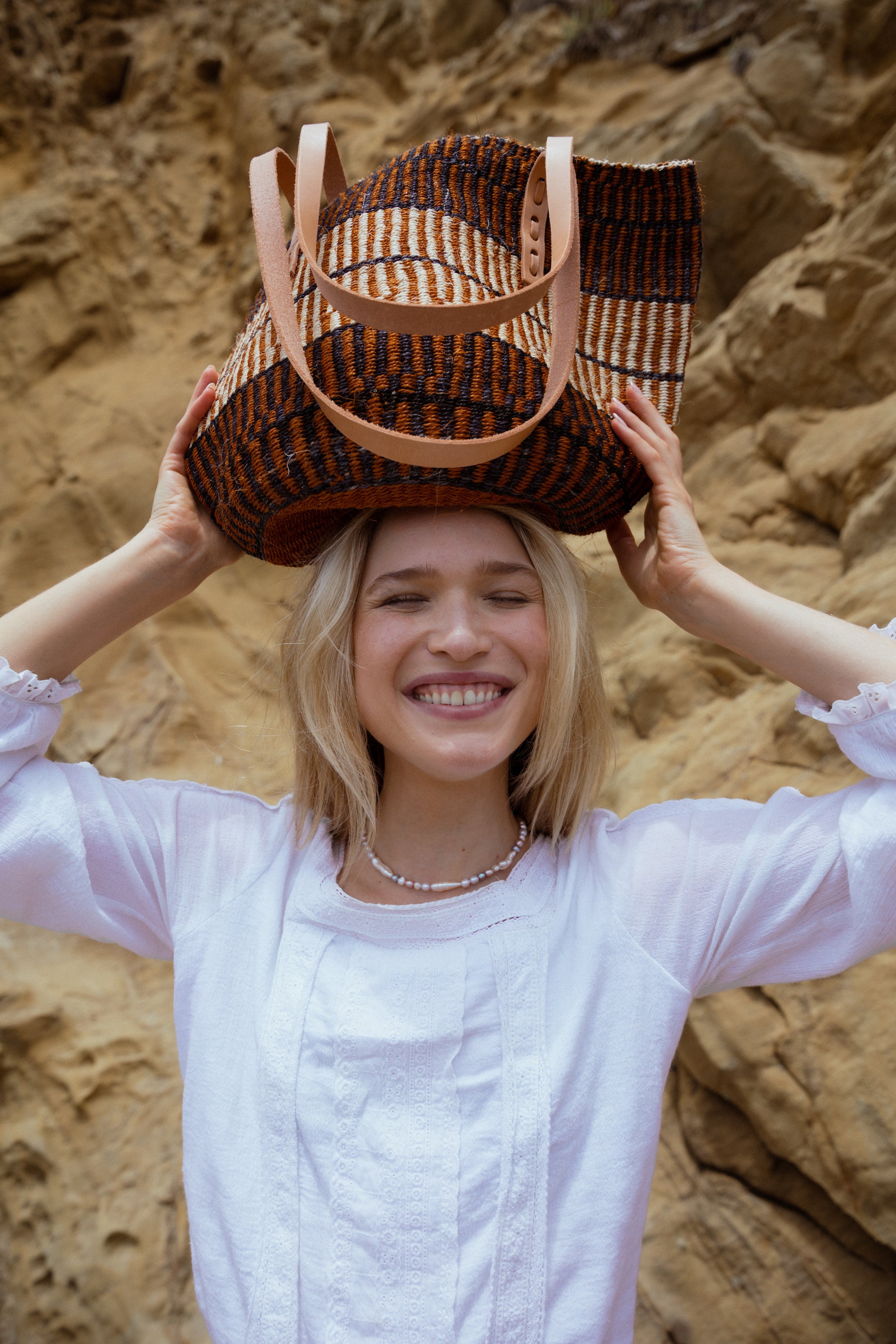 Medium Brown Stripes Sisal Basket Bag – Jenna Bee