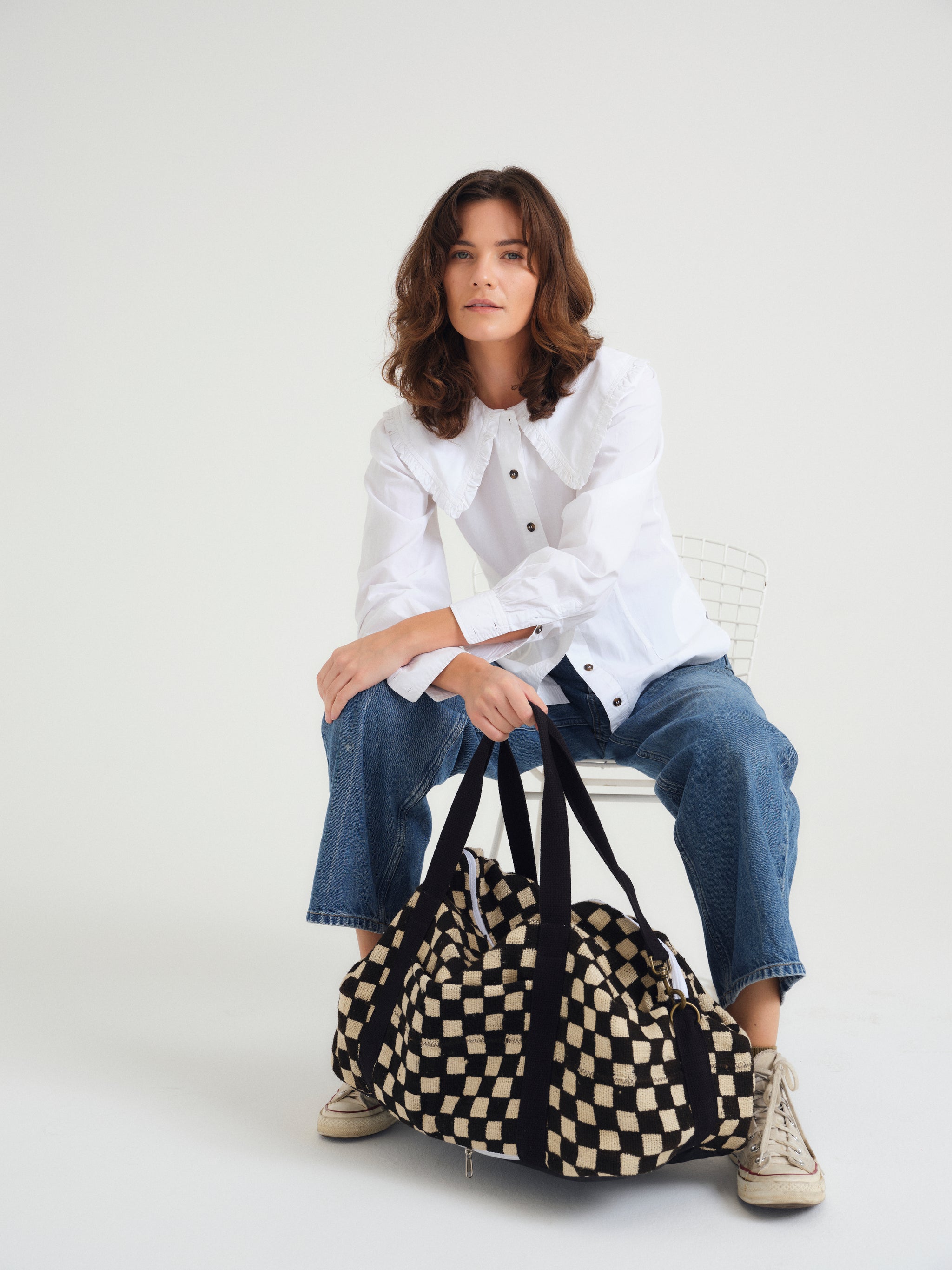 Black Checkered Weekender Bag