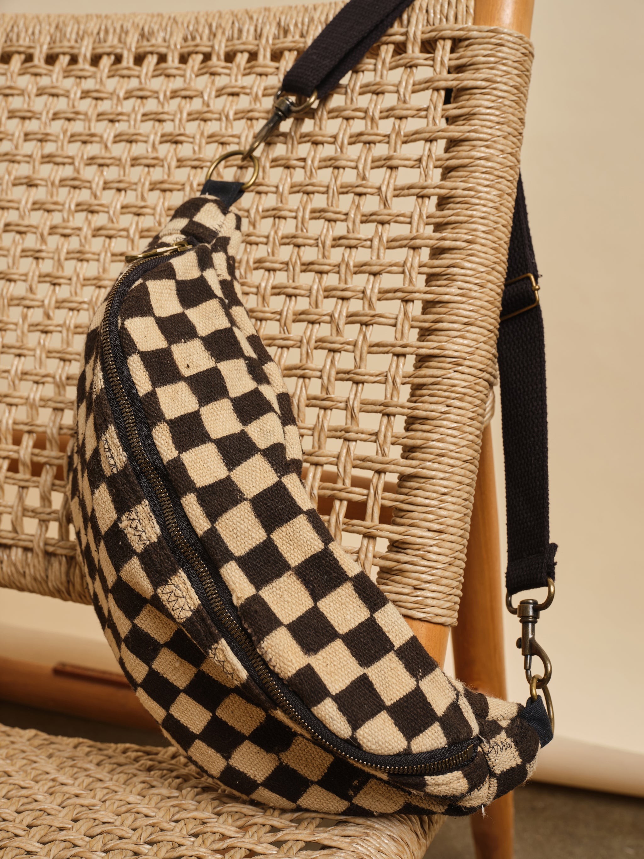 【BAON】Spew Checker Two-Way Bag Black & Cream Checkered Sling Bag – Jenna Bee