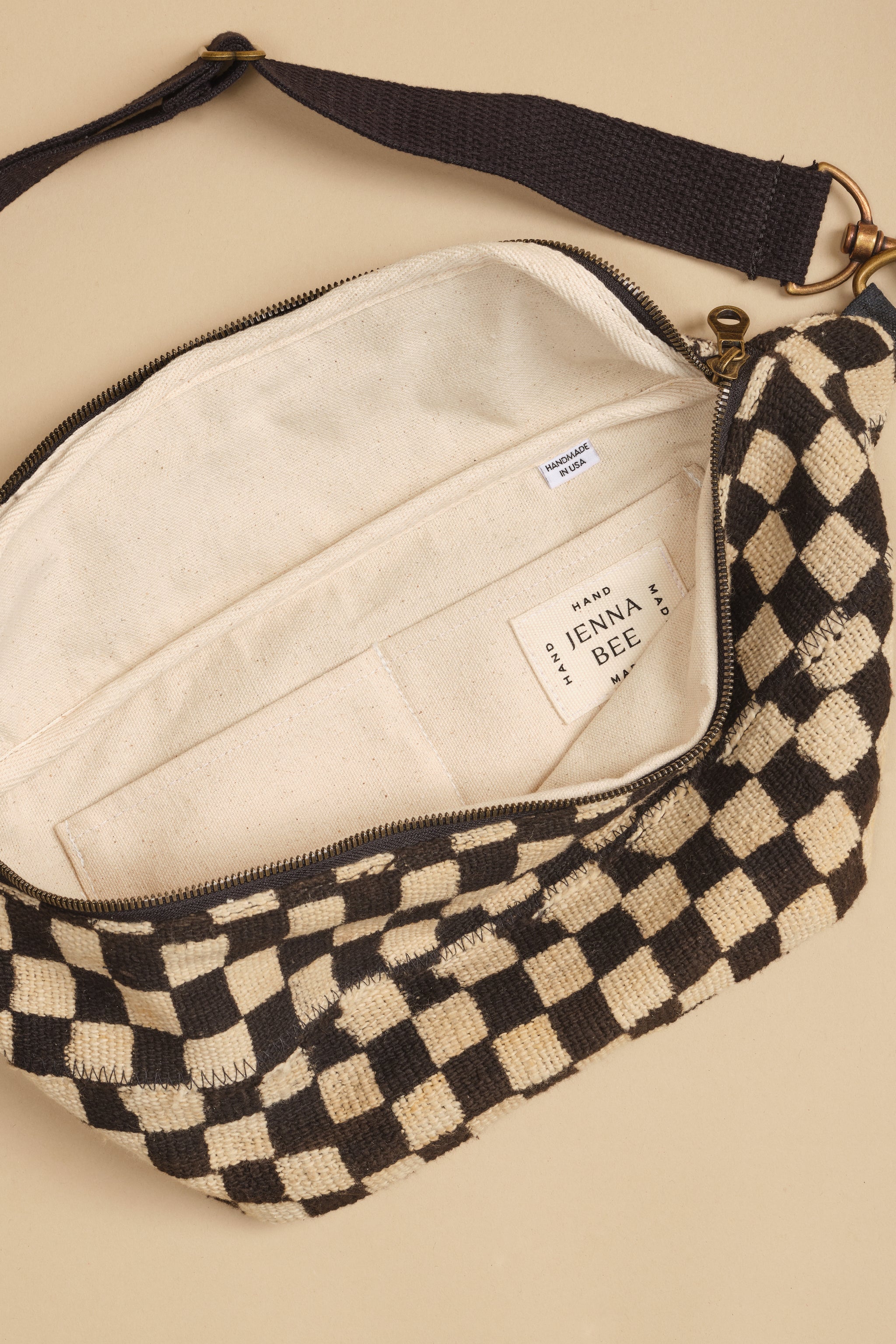 Black & Cream Checkered Sling Bag