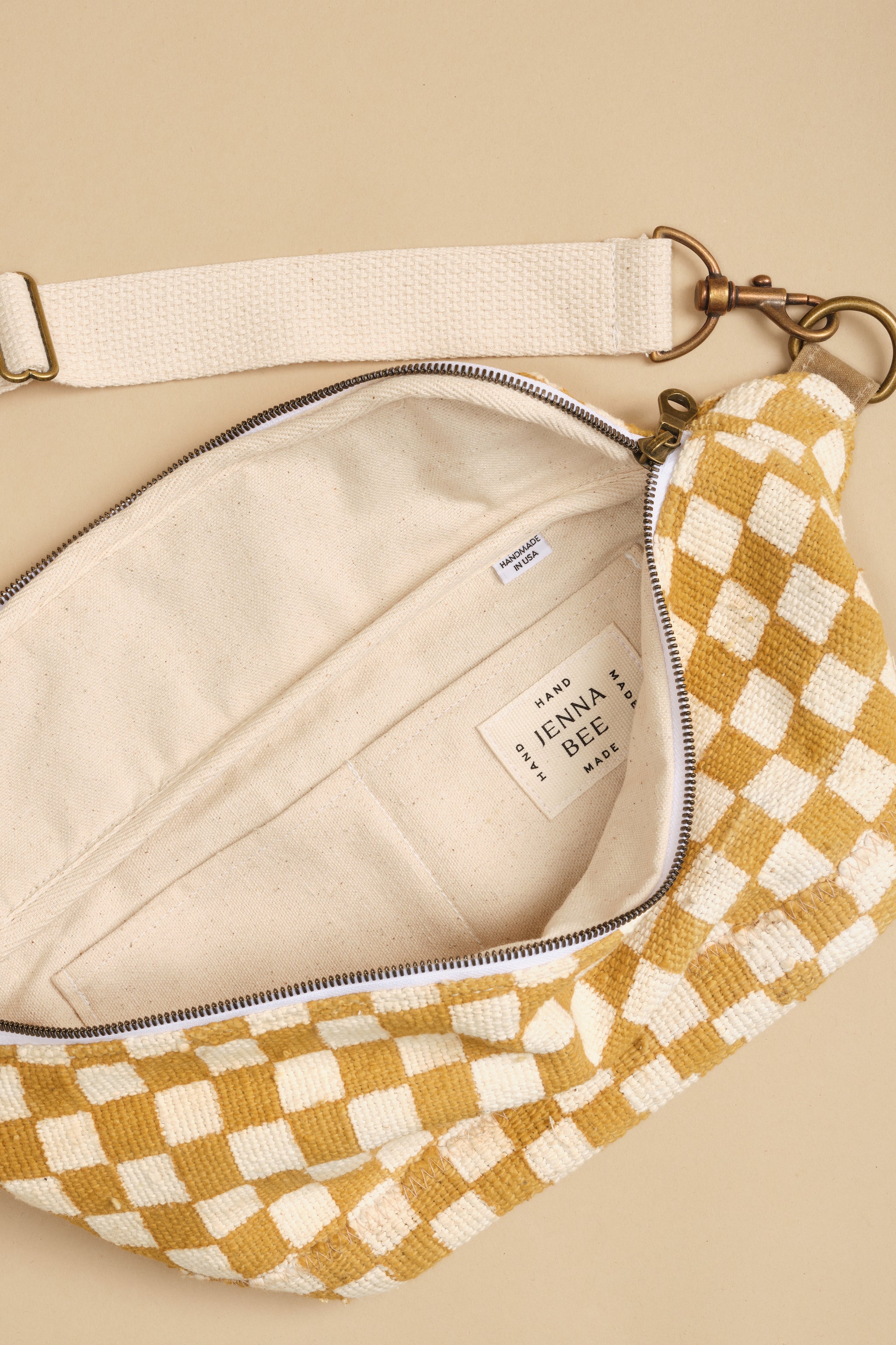 Mustard Checkered Sling Bag – Jenna Bee