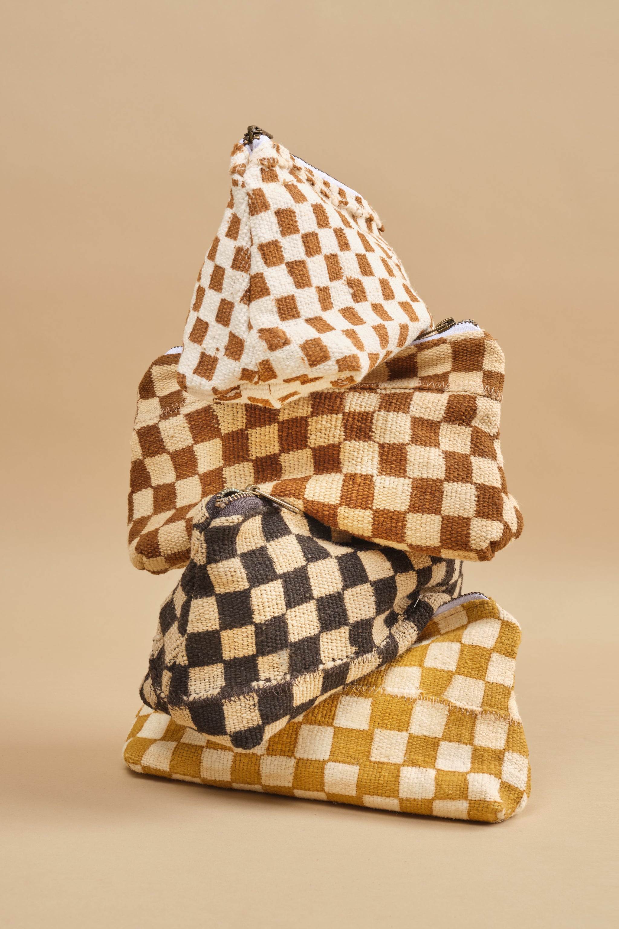 Mustard Checkered Cosmetic Bag Jenna Bee