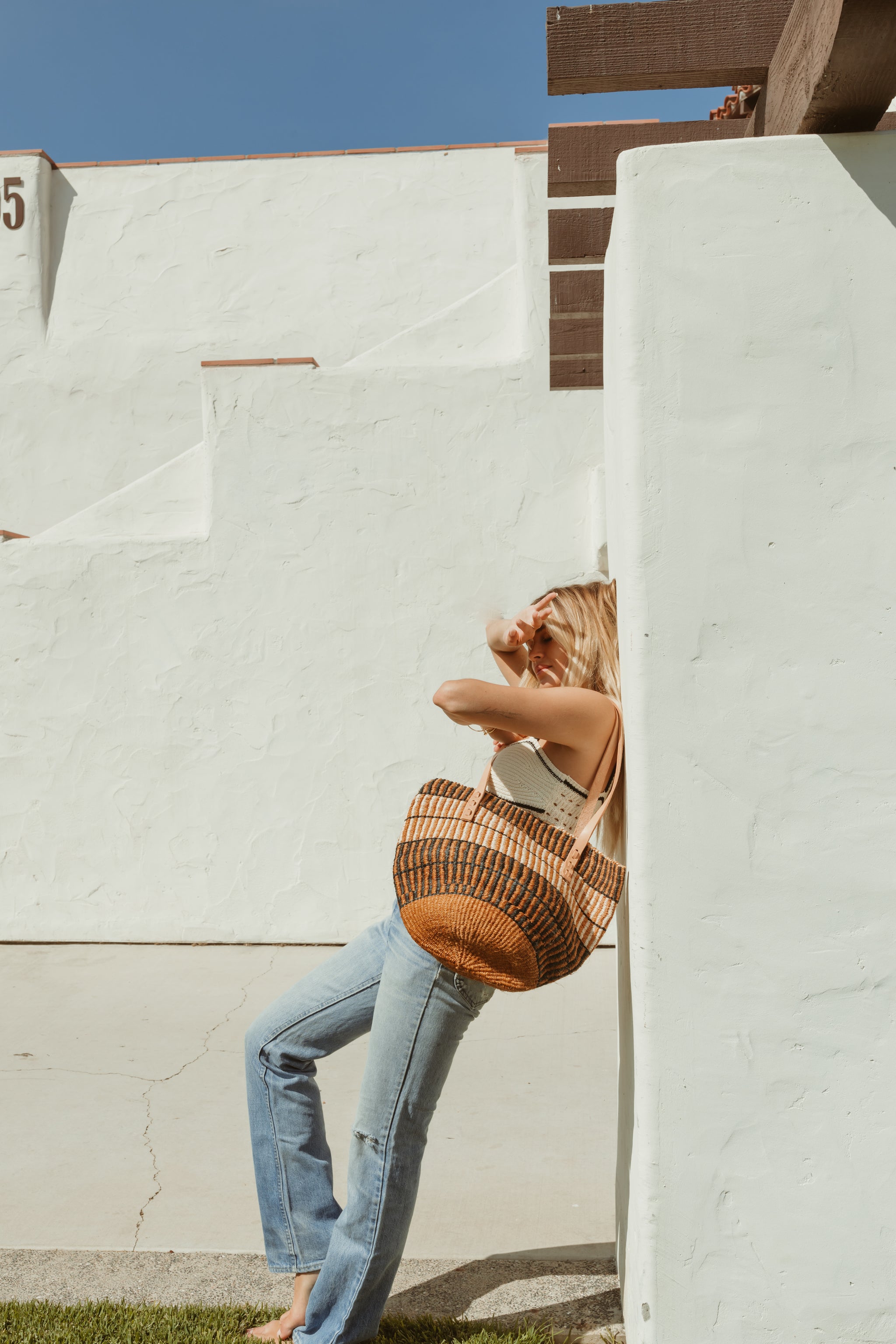 Medium Brown Stripes Sisal Basket Bag – Jenna Bee